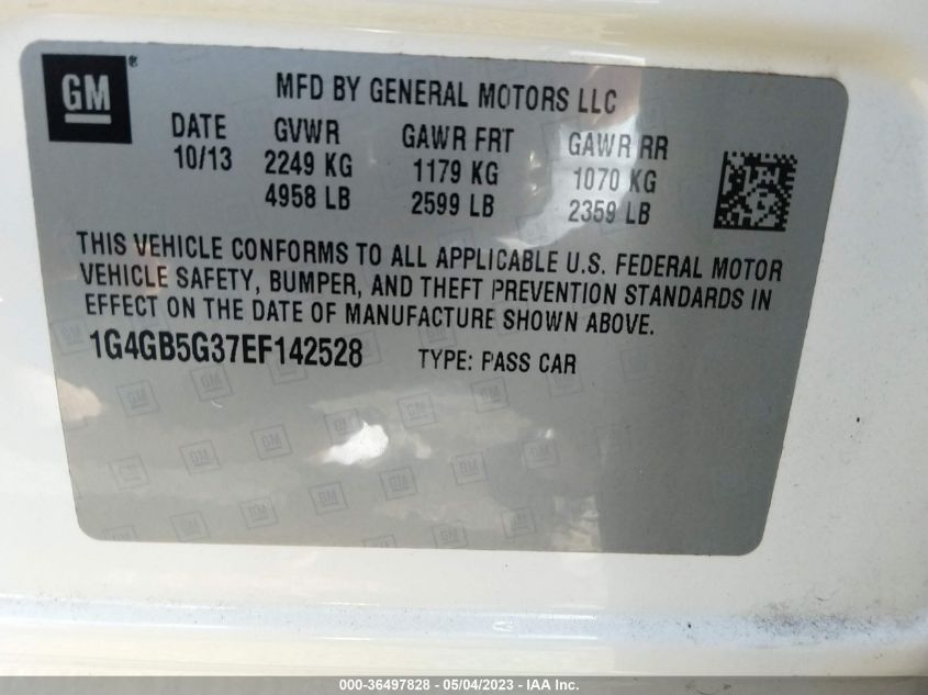 2014 BUICK LACROSSE LEATHER - 1G4GB5G37EF142528