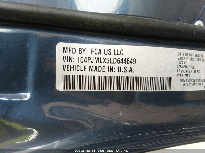 2020 JEEP CHEROKEE LUX - 1C4PJMLX5LD644649