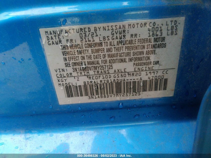 2021 NISSAN SENTRA SR - 3N1AB8DV7MY257125