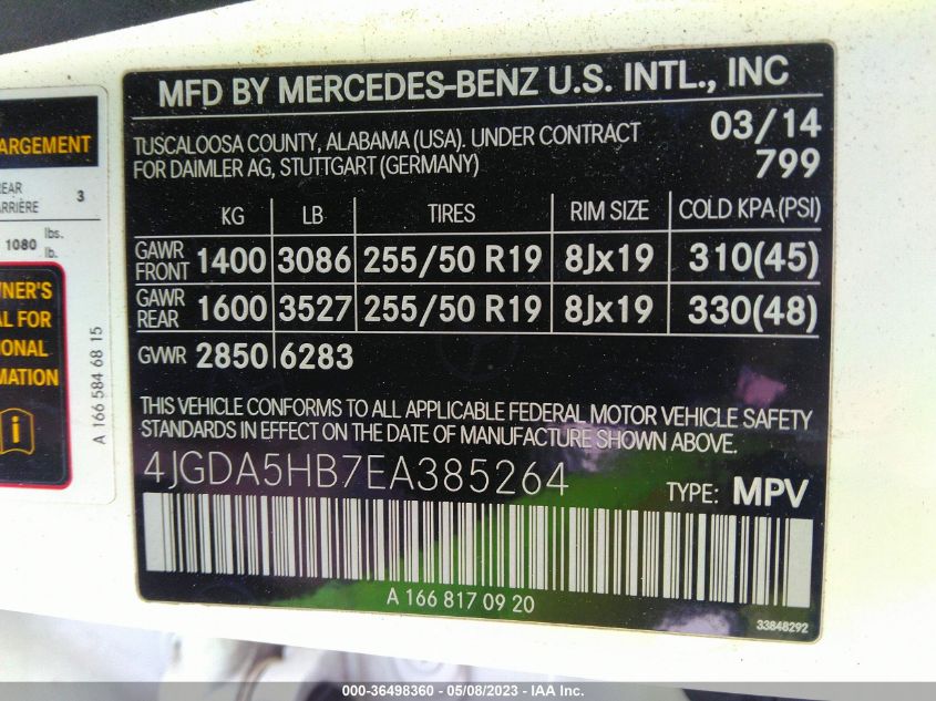 2014 MERCEDES-BENZ M-CLASS ML 350 - 4JGDA5HB7EA385264