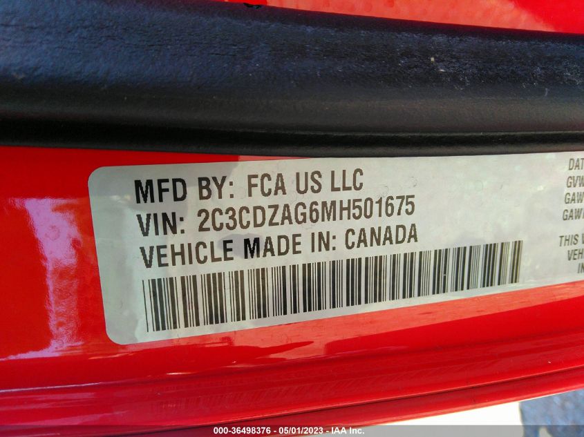 2021 DODGE CHALLENGER SXT - 2C3CDZAG6MH501675