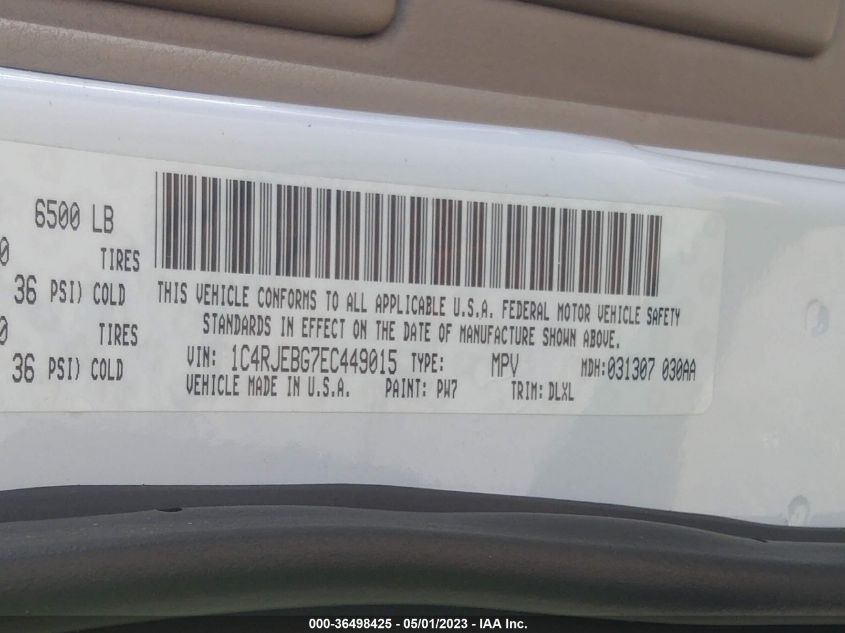 2014 JEEP GRAND CHEROKEE LIMITED - 1C4RJEBG7EC449015