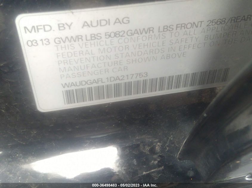 2013 AUDI S4 PREMIUM PLUS WAUDGAFL1DA217753