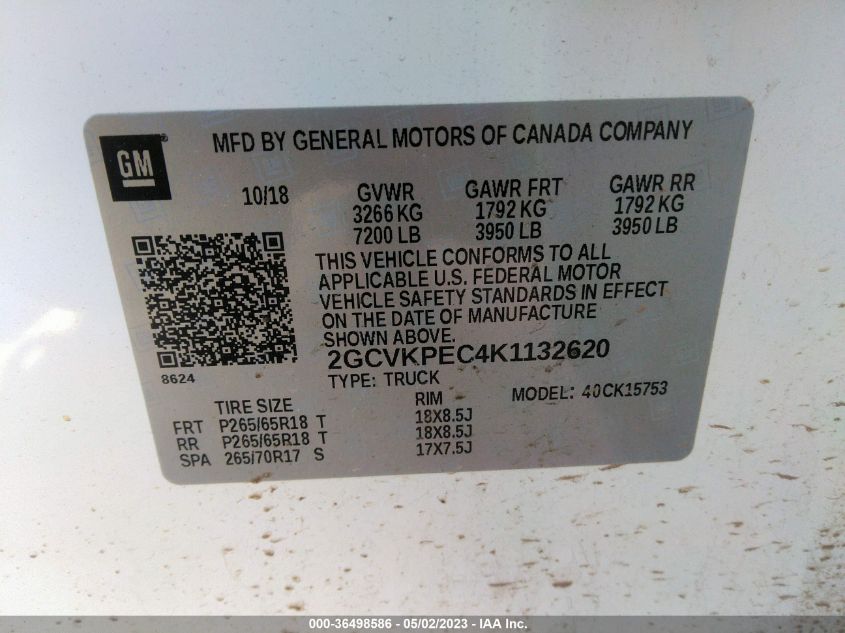 2019 CHEVROLET SILVERADO 1500 LD LT 2GCVKPEC4K1132620
