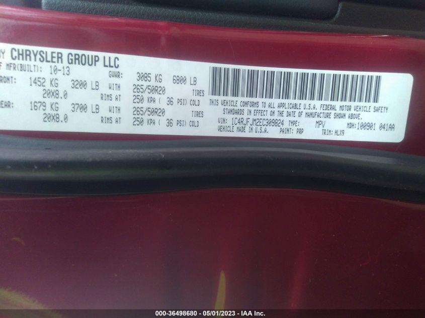 2014 JEEP GRAND CHEROKEE SUMMIT - 1C4RJFJM2EC309824