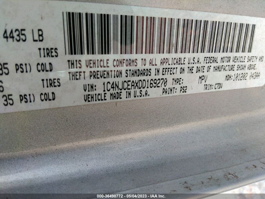 2013 JEEP COMPASS LATITUDE - 1C4NJCEAXDD169270