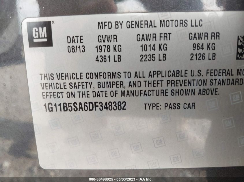 2013 CHEVROLET MALIBU LS - 1G11B5SA6DF348382