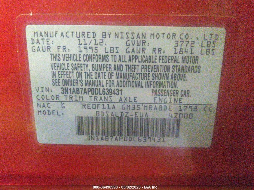 2013 NISSAN SENTRA SV - 3N1AB7AP0DL639431