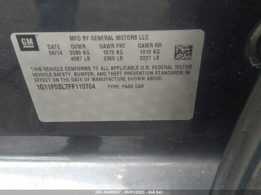 2015 CHEVROLET MALIBU LTZ - 1G11F5SL7FF119704