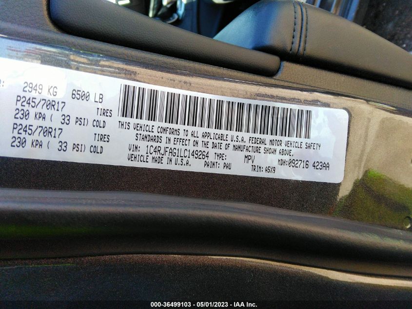 2020 JEEP GRAND CHEROKEE LAREDO E - 1C4RJFAG1LC149264