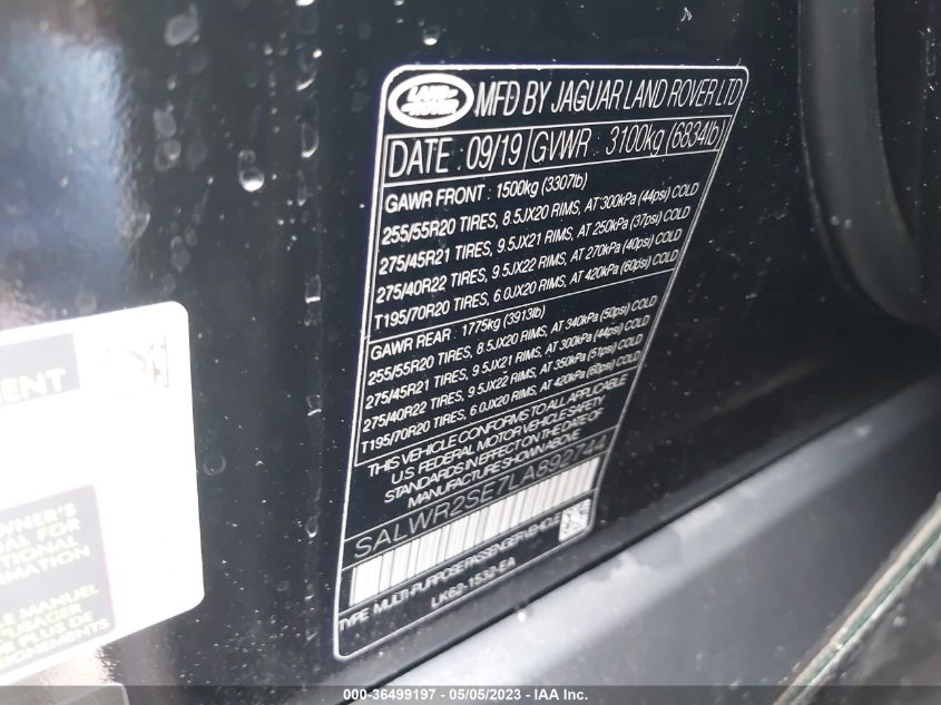 2020 LAND ROVER RANGE ROVER SPORT HSE DYNAMIC - SALWR2SE7LA892744