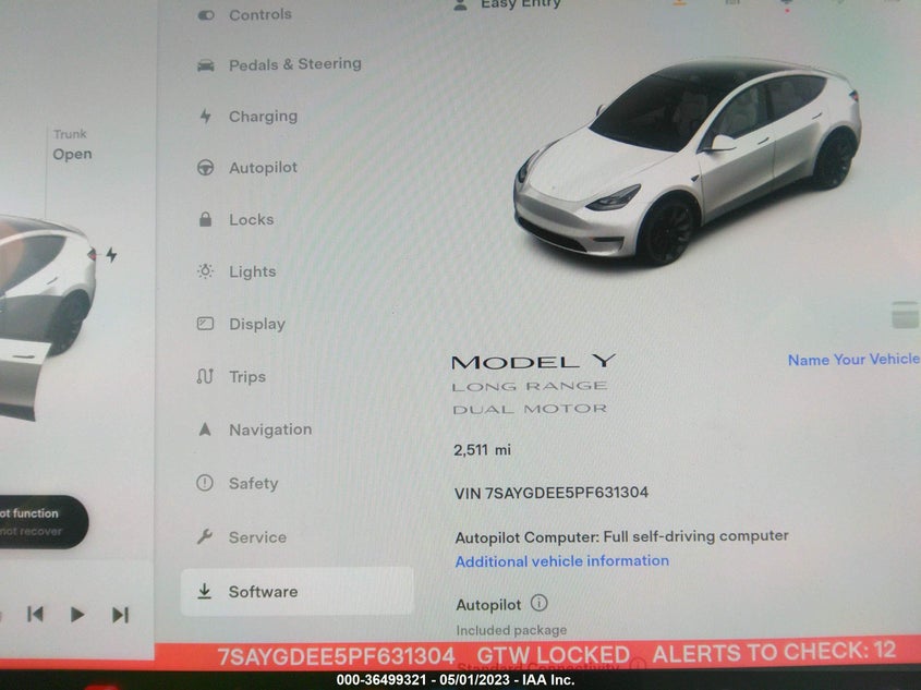 VIN 7SAYGDEE5PF631304 2023 TESLA MODEL Y LONG RANGE