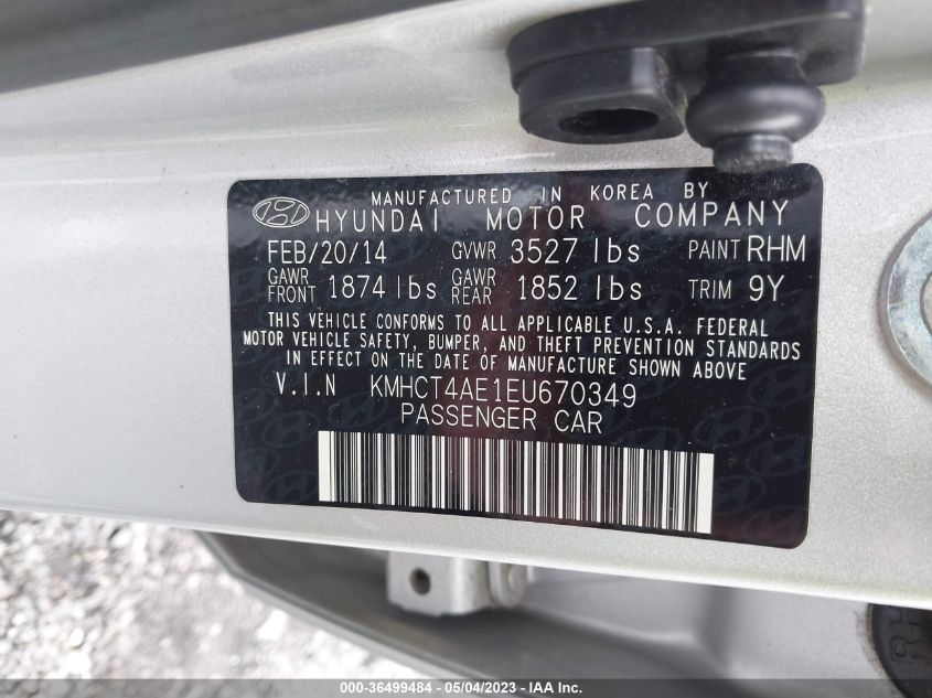 2014 HYUNDAI ACCENT GLS - KMHCT4AE1EU670349