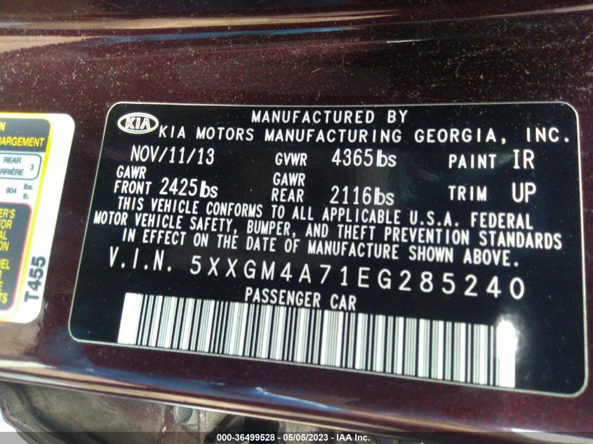 2014 KIA OPTIMA LX - 5XXGM4A71EG285240
