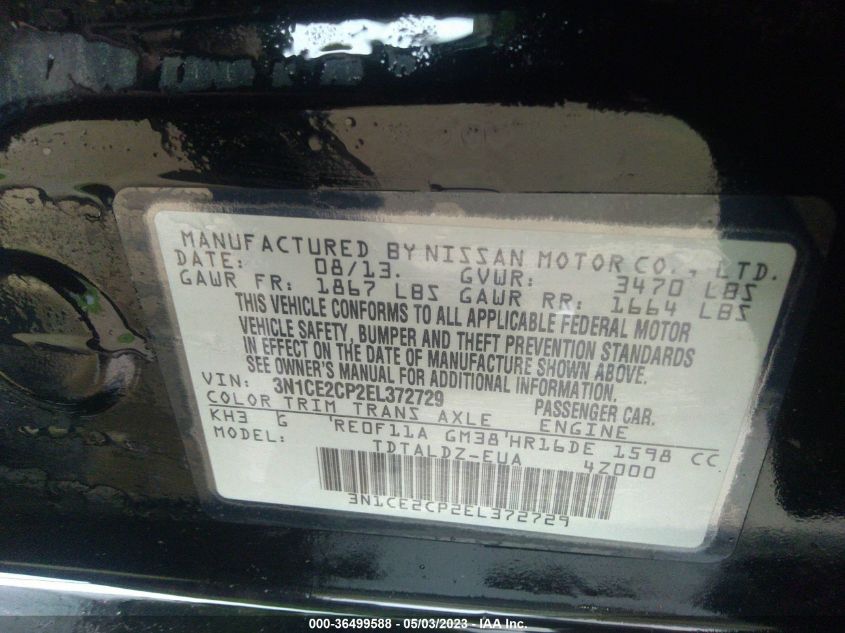 2014 NISSAN VERSA NOTE SV - 3N1CE2CP2EL372729