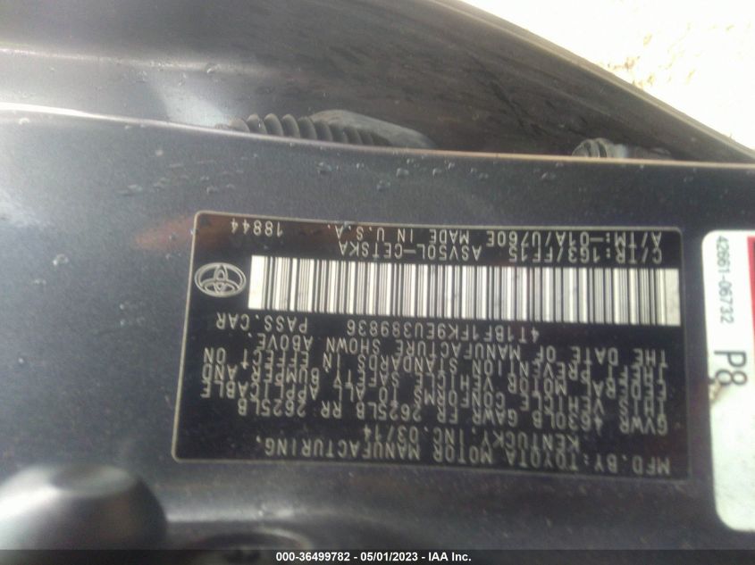2014 TOYOTA CAMRY L/LE/XLE/SE/SE SPORT - 4T1BF1FK9EU389836