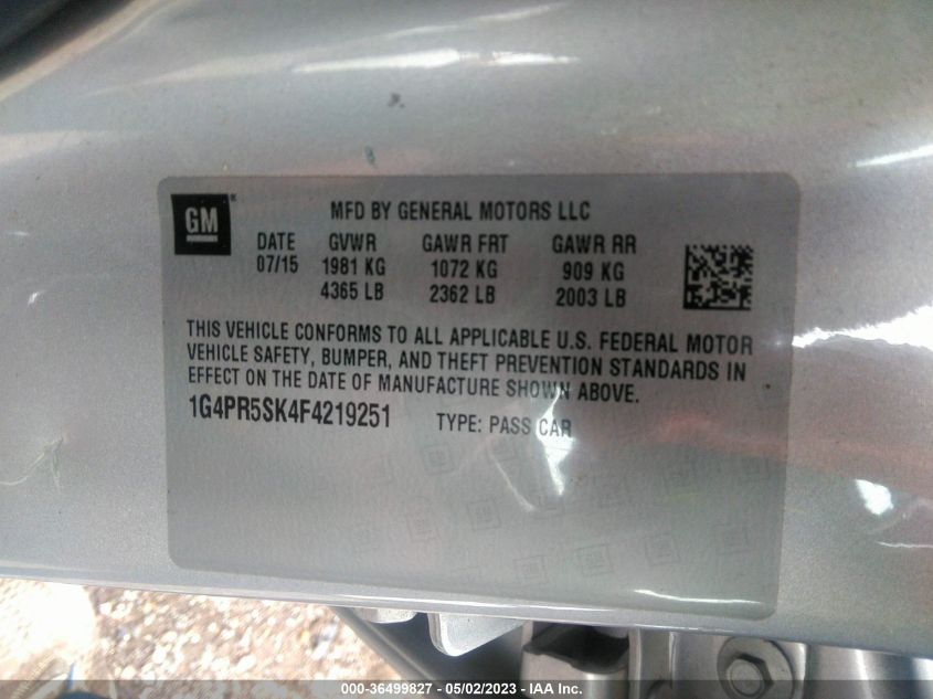 2015 BUICK VERANO CONVENIENCE GROUP - 1G4PR5SK4F4219251