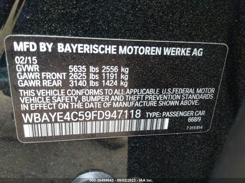 2015 BMW 7 SERIES 740LI - WBAYE4C59FD947118