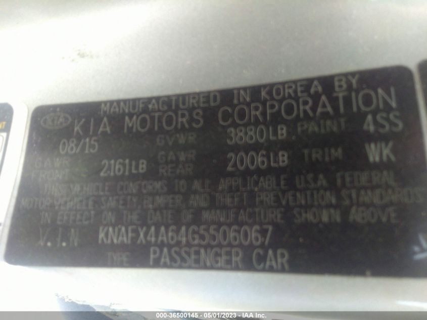 2016 KIA FORTE LX - KNAFX4A64G5506067