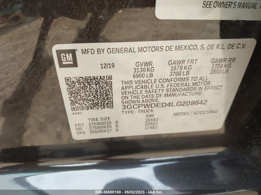 2020 CHEVROLET SILVERADO 1500 RST - 3GCPWDED4LG208642