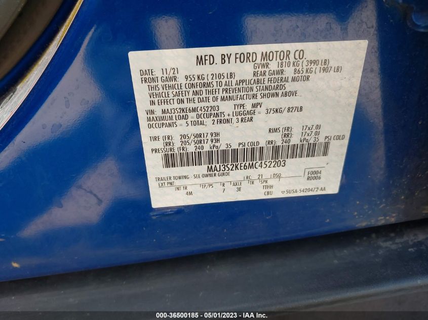 2021 FORD ECOSPORT TITANIUM - MAJ3S2KE6MC452203