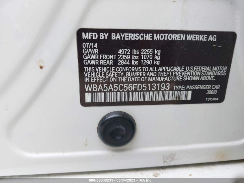 2015 BMW 5 SERIES 528I - WBA5A5C56FD513193