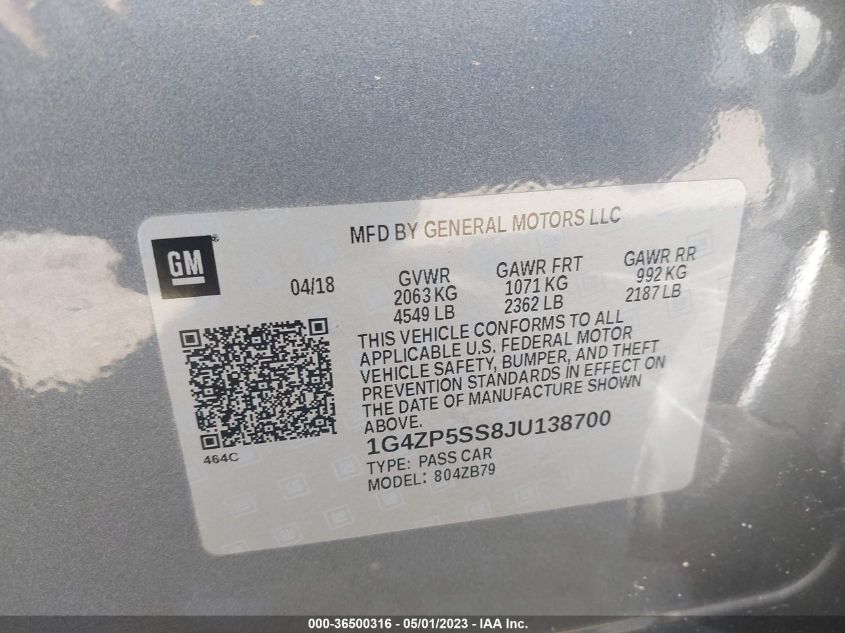 2018 BUICK LACROSSE ESSENCE - 1G4ZP5SS8JU138700
