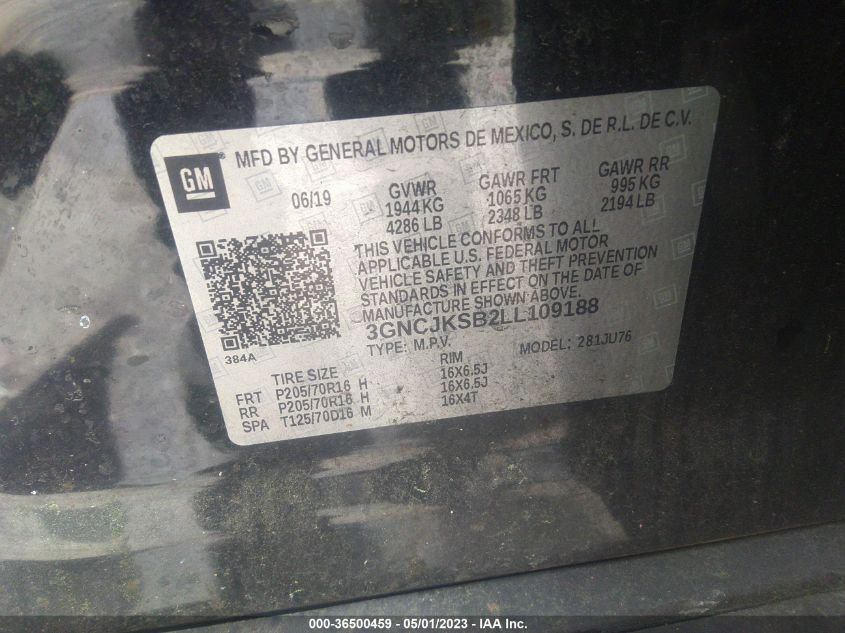 2020 CHEVROLET TRAX LS - 3GNCJKSB2LL109188