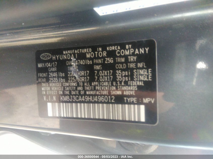 2017 HYUNDAI TUCSON SE - KM8J3CA49HU496012