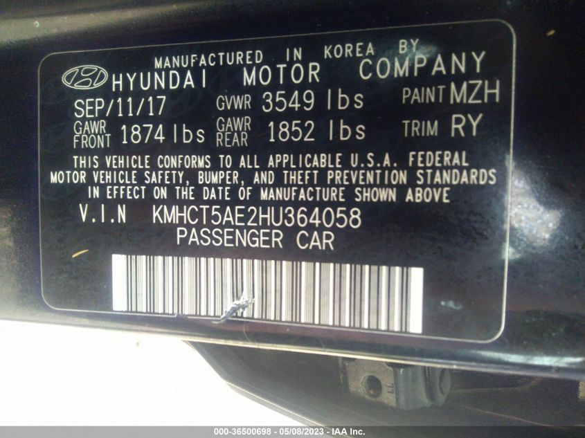 2017 HYUNDAI ACCENT SE - KMHCT5AE2HU364058