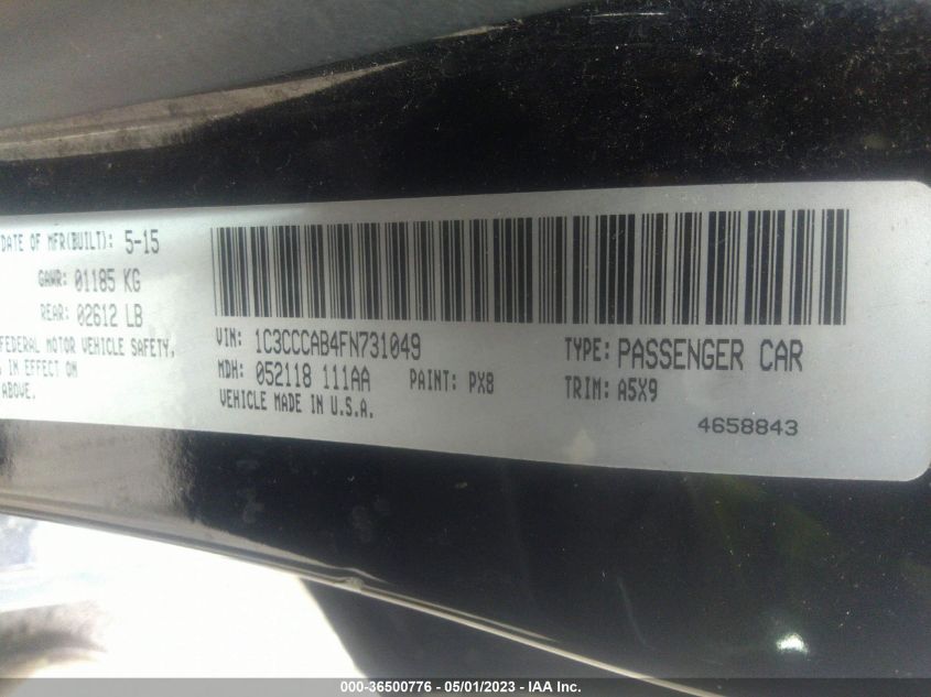 2015 CHRYSLER 200 LIMITED - 1C3CCCAB4FN731049