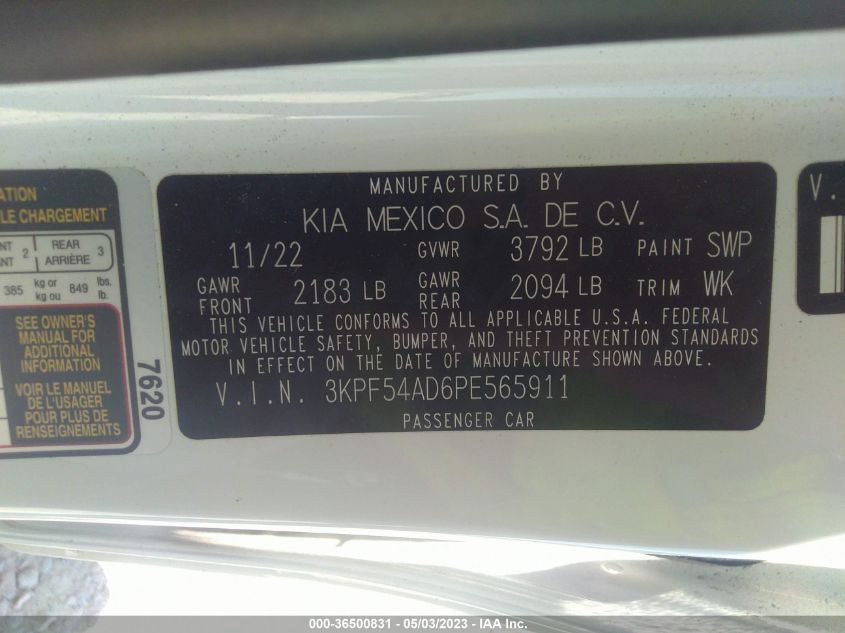 2023 KIA FORTE GT-LINE - 3KPF54AD6PE565911