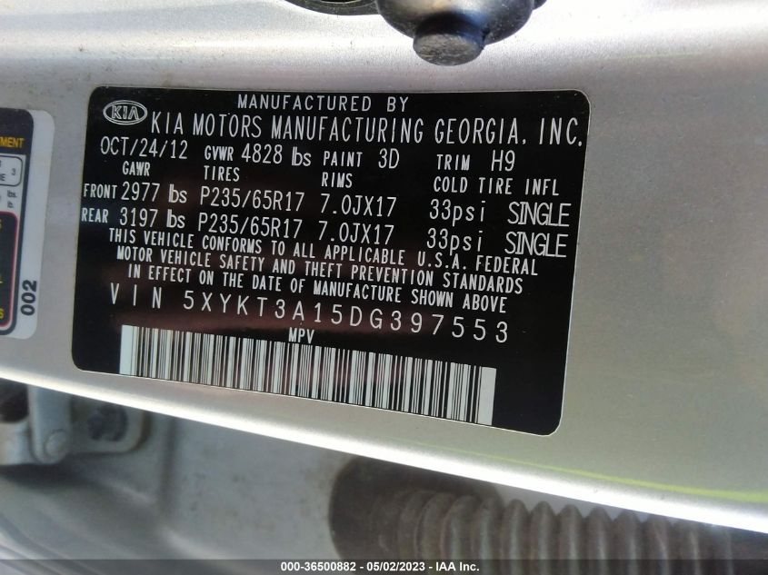 2013 KIA SORENTO LX - 5XYKT3A15DG397553