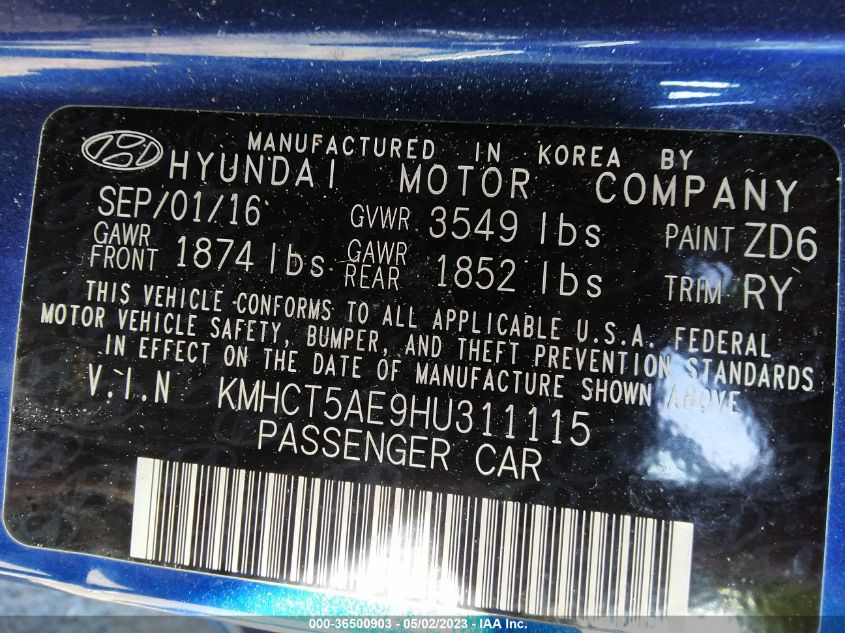 2017 HYUNDAI ACCENT SE - KMHCT5AE9HU311115