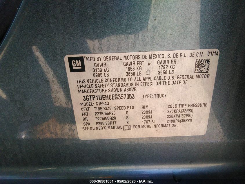 2014 GMC SIERRA 1500 SLE - 3GTP1UEH0EG357053