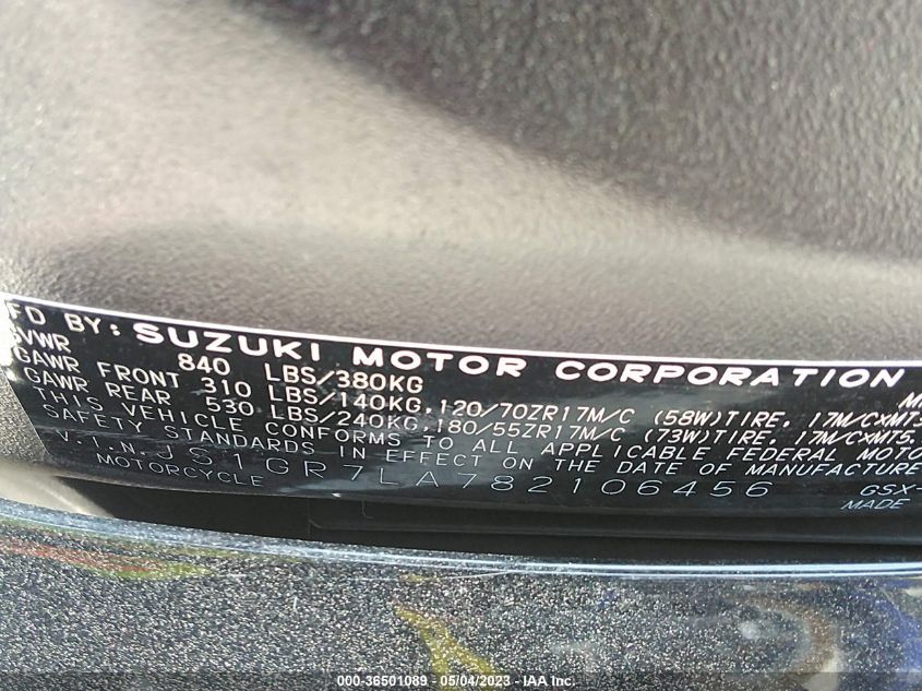 2008 SUZUKI GSX-R750 - JS1GR7LA782106456