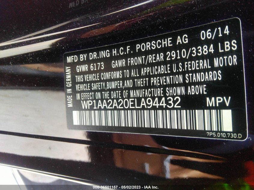 2014 PORSCHE CAYENNE WP1AA2A20ELA94432