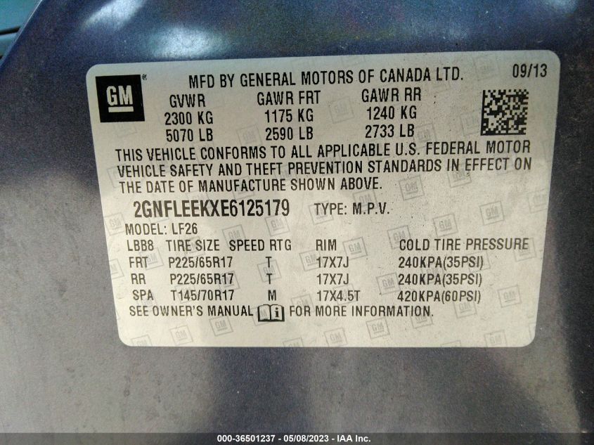 2014 CHEVROLET EQUINOX LS - 2GNFLEEKXE6125179