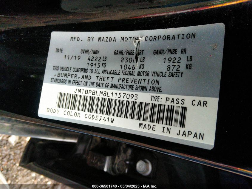 2020 MAZDA MAZDA3 HATCHBACK JM1BPBLM8L1157093