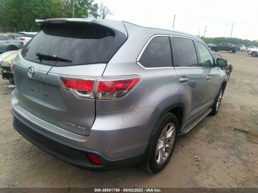 2014 TOYOTA HIGHLANDER LIMITED - 5TDDKRFH0ES014644