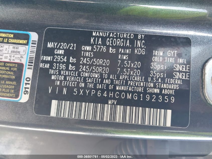2021 KIA TELLURIDE S - 5XYP64HC0MG192359