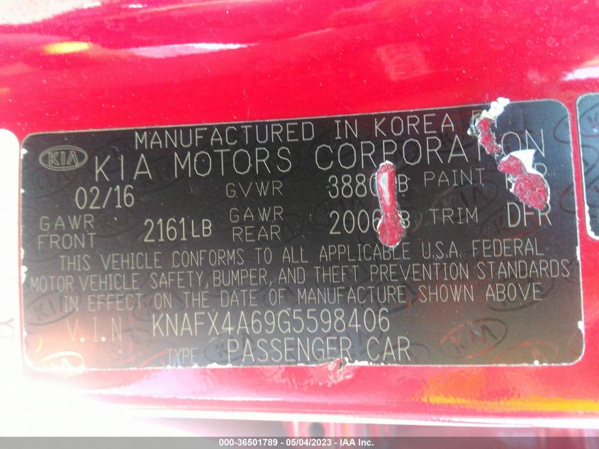2016 KIA FORTE LX - KNAFX4A69G5598406