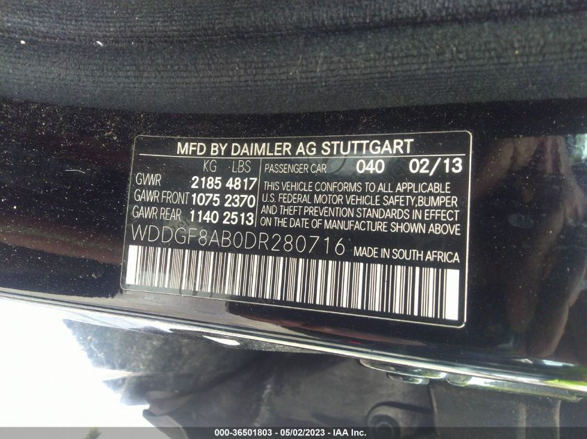 2013 MERCEDES-BENZ C-CLASS C 300 - WDDGF8AB0DR280716