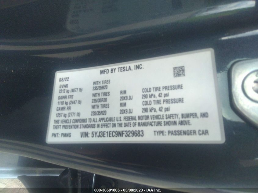 2022 TESLA MODEL 3 PERFORMANCE - 5YJ3E1EC9NF329683