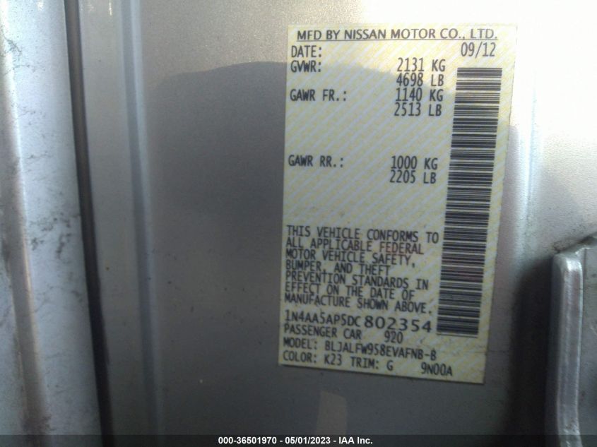 2013 NISSAN MAXIMA 3.5 SV - 1N4AA5AP5DC802354