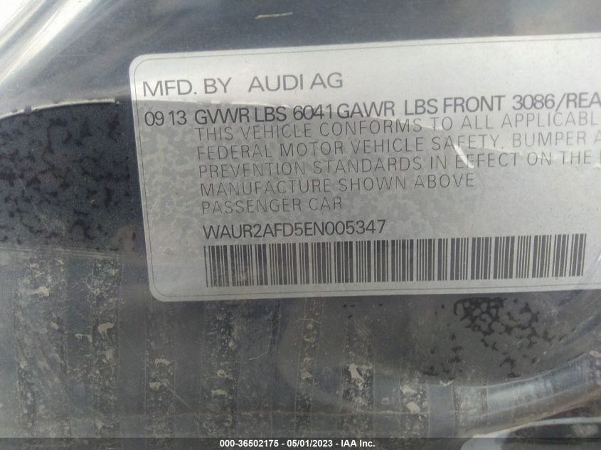 2014 AUDI A8 L 4.0T WAUR2AFD5EN005347