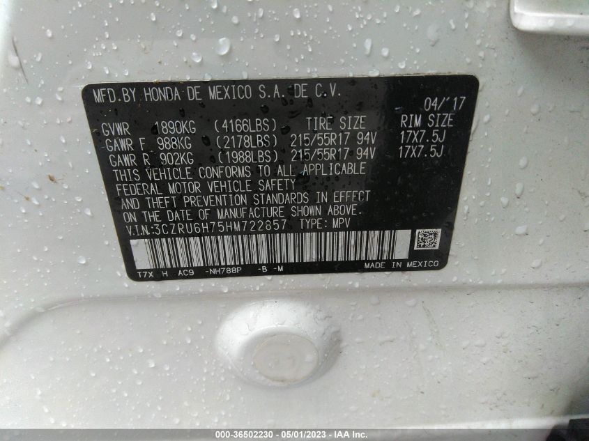 2017 HONDA HR-V EX-L NAVI - 3CZRU6H75HM722857