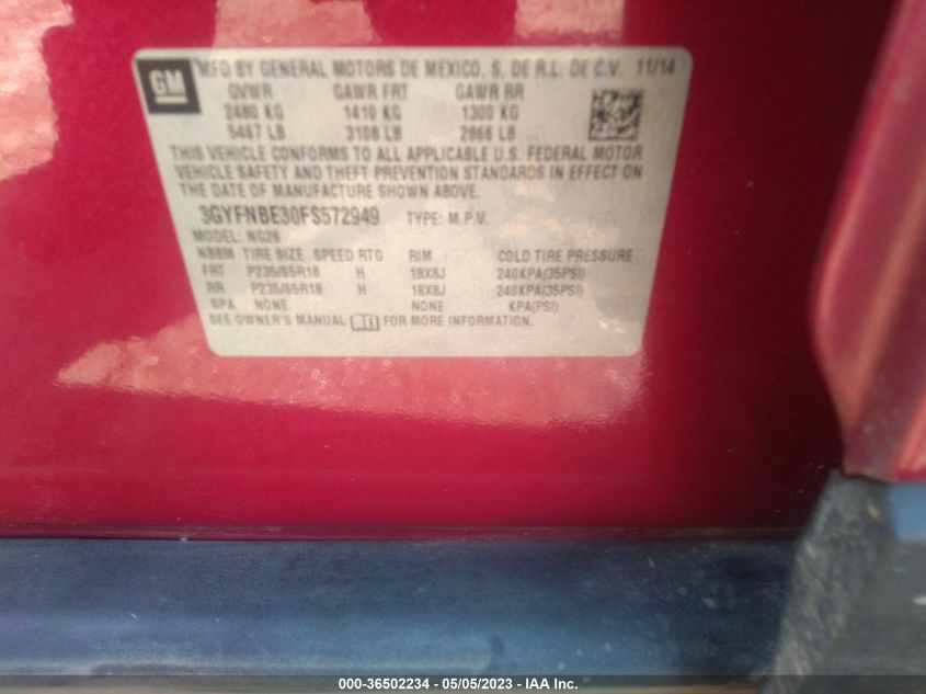 2015 CADILLAC SRX LUXURY COLLECTION - 3GYFNBE30FS572949