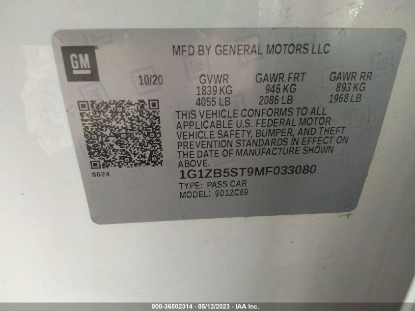 2021 CHEVROLET MALIBU LS - 1G1ZB5ST9MF033080