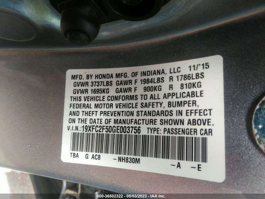 2016 HONDA CIVIC SEDAN LX - 19XFC2F50GE003756